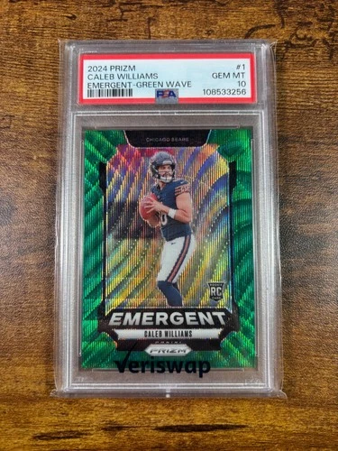 2024 Prizm Caleb Williams Emergent RC Green Wave Rookie #1 Bears PSA 10