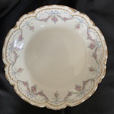Limoges Bowls Pink Roses Blue Bows And Ribbons Set Of 5