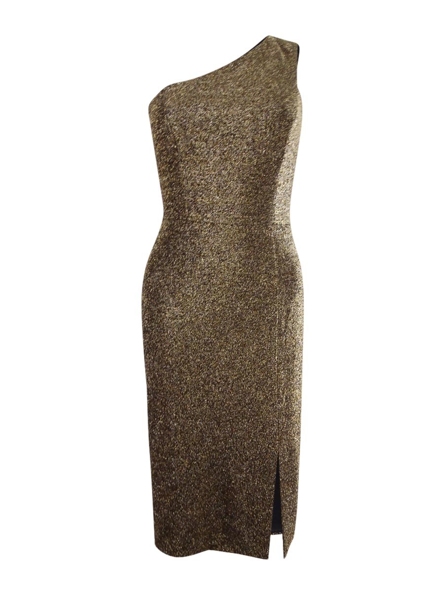 Vince Camuto Women's One-Shoulder Glitter-Knit Dress (2, Gold) 689886495379