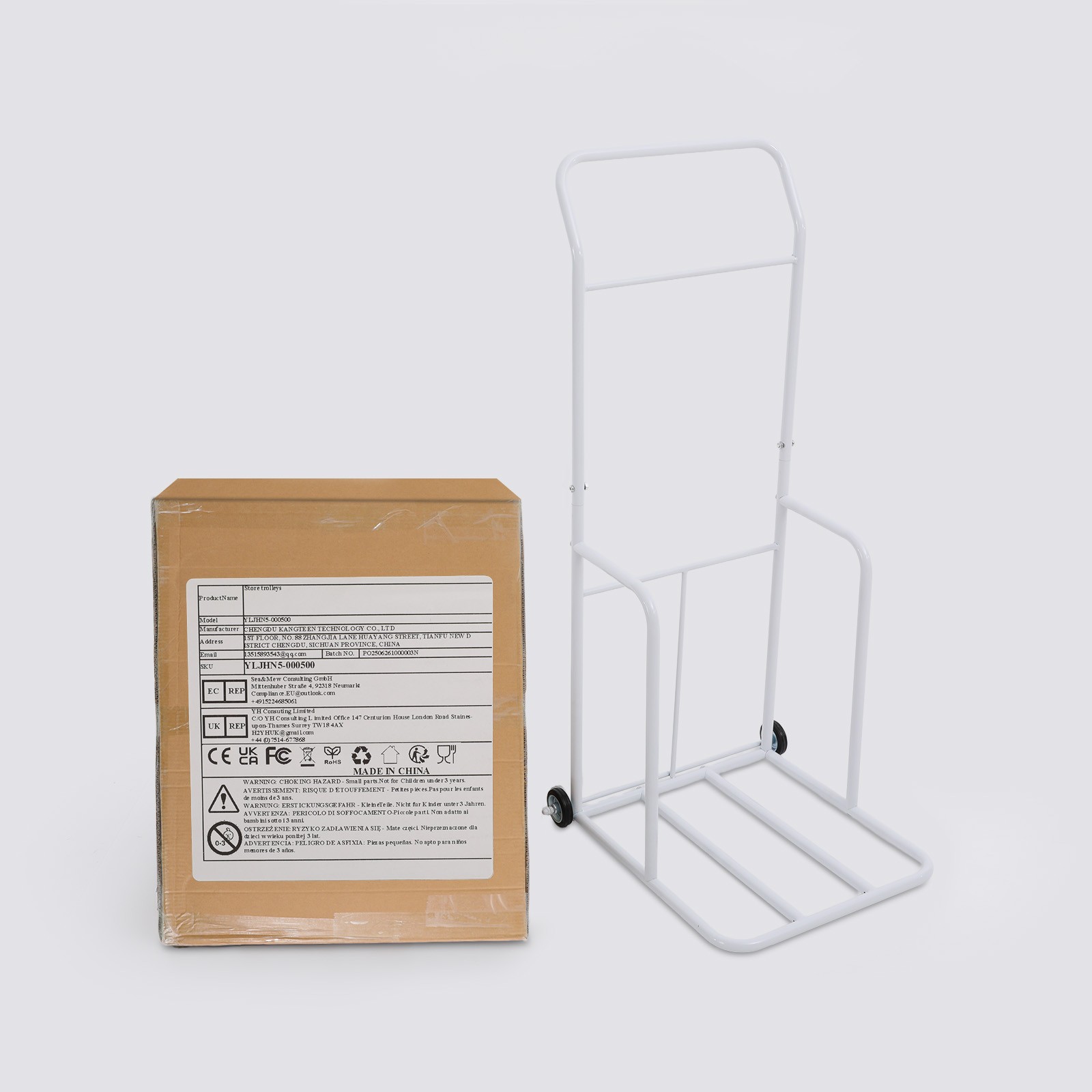 Traffic Cone Cart, White Traffic Cones Holder With Wheels, Iron Traffic Cone Car