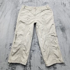 Style&Co Pants Womens 4 Beige Khaki Cargo Capri Zip Pocket Outdoor Hiking Casual