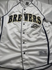 Milwaukee Brewers Baseball Jersey L 42-44 Button down MLB Dynasty Series Vintage