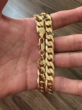 18 Carat Gold Filled 10mm 24in Curb Necklace, None Tarnish, Similar To Plated