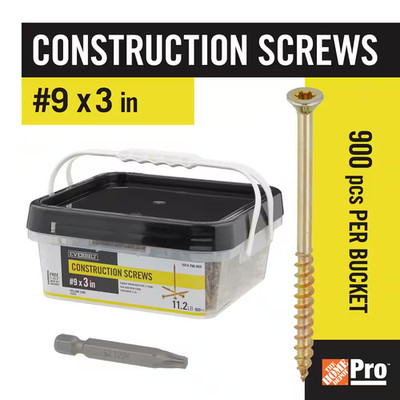 #9 X 3 In. Yellow Zinc Star Torx Drive Flat Head Wood Construction Screw (900-Pi