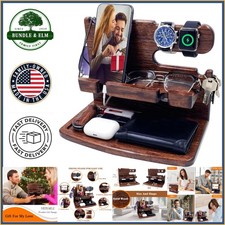 Wood Phone Docking Station for Smartphones, Watches, and Accessories Organizer