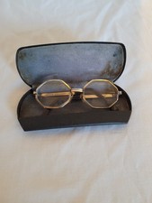 Raybert octagon vintage MCM gold filled eye glasses 46/26 glass lenses w/case