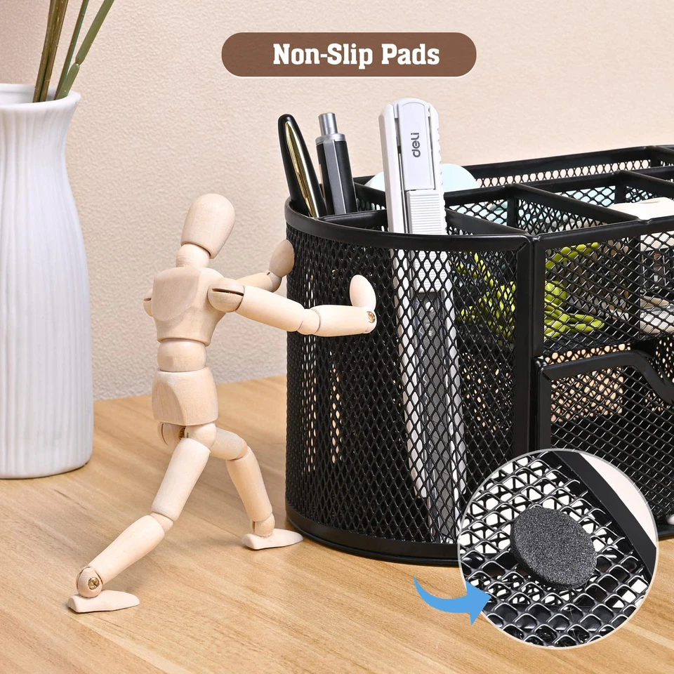 MumdoYAL Organizzatore da scrivania organizer per ufficio in metallo a maglia - Immagine 4 di 4