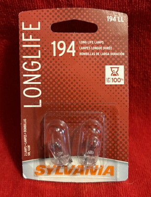 SYLVANIA 194 Long Life Miniature Bulb, (Pack of 2)
