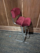 1970s Red Velvet Stools, Bar Cafe, Retro, Very Stylish. Mid-century