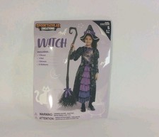 Spooktacular Creations Kids Complete Costume Witch Size Small Dress Hat Broom