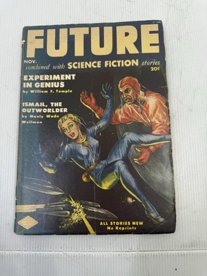 Vintage 1951 Future Science Fiction Magazine Experiment Genius Pulp Art SCF-FI