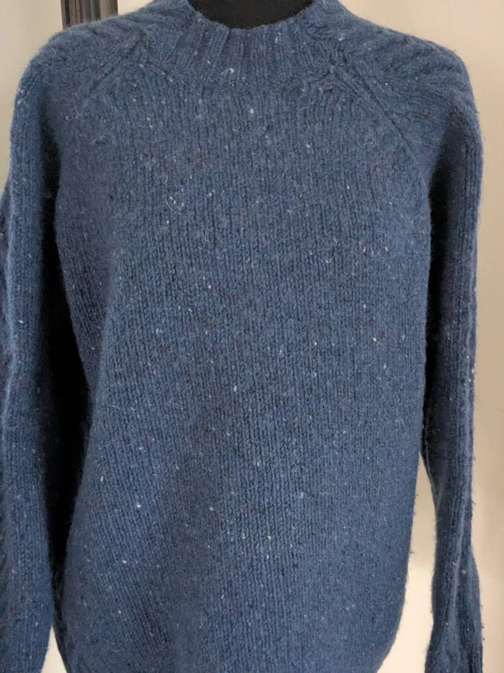 Suéter de Lana Pescador Fuera de Irlanda De Colección en Patrón Espiga Azul Talla XL Foto 2 de 4