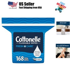 Fresh Care Flushable Wet Wipes, Adult Wet Wipes, 1 Refill Pack, 168 Wipes Per...