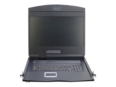 DIGITUS Professional KVM-Konsole mit KVM-Switch 8 Anschlüsse Deutsch 48,3 cm