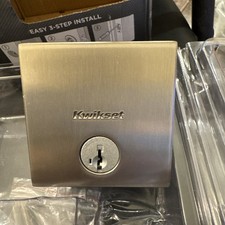 Kwikset Downtown Square Single Cylinder Deadbolt Satin Nickel 92580-018