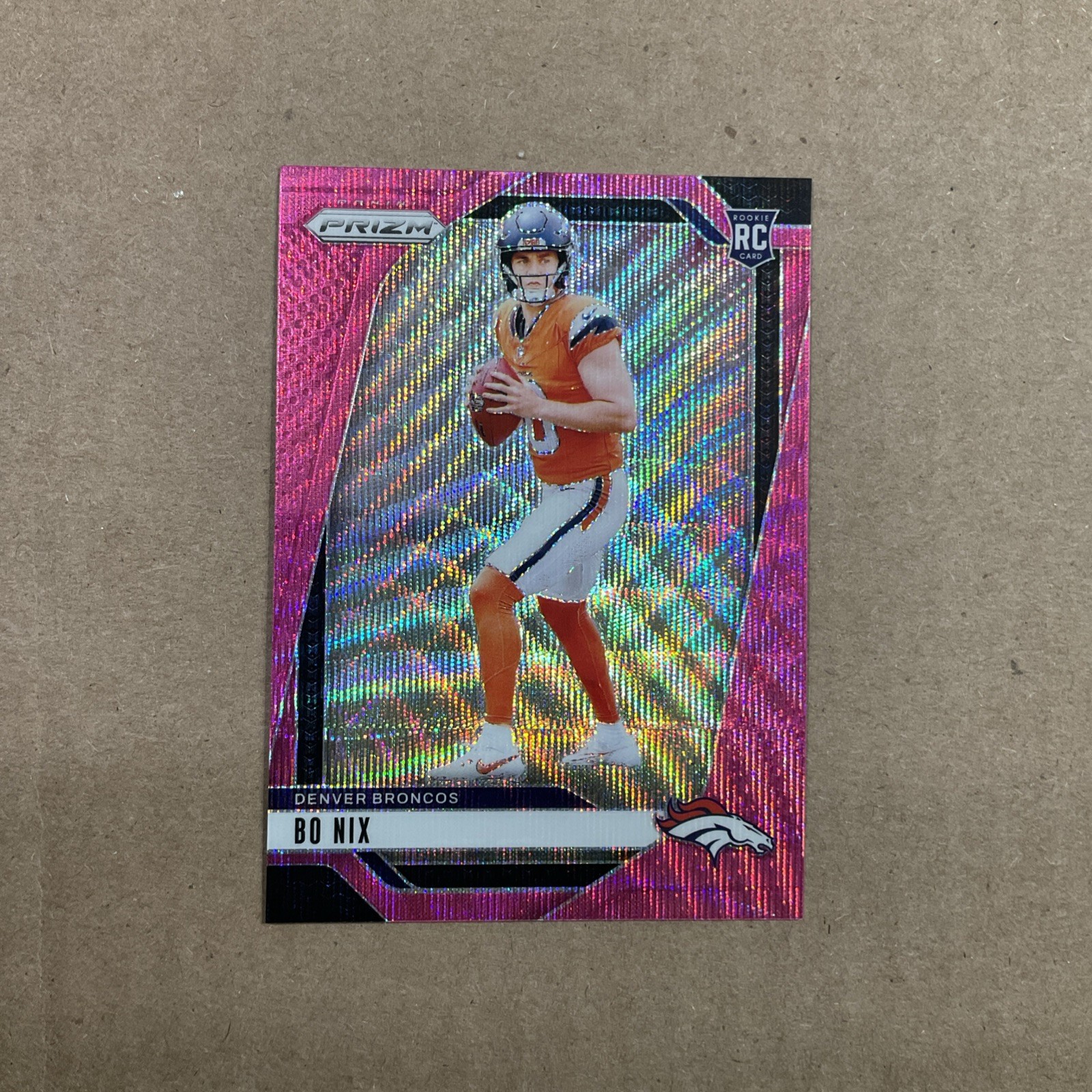 2024 Panini Prizm Pink Wave Prizm #309 Bo Nix Rookie RC Broncos