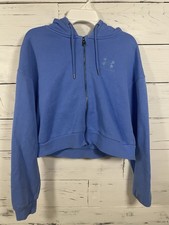 Under Armour Women s Cropped Full Zip Hoodie Blue Size S Loose Fit