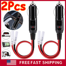 2Pcs 12V-24V Fused Car Cigarette Lighter Male Plug Leads LED Light Replacement