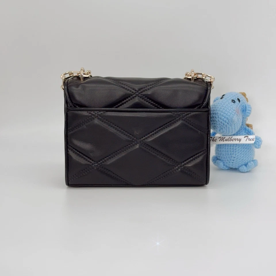 Michael Kors Serena Medium Crossbody Shoulder Bag Black Leather Gold Chain Purse - Image 2 of 4