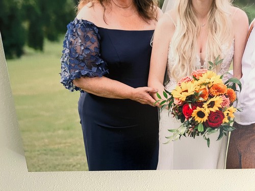 mother of the bride dress with beautiful sleeves! Worn once!