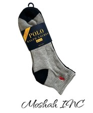 Polo Ralph Lauren Quarter Socks 4 PAIRS Gray Blue Black   Shoe Sizes 6-12.5