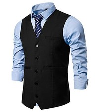 Mens Formal Suit Vest Business Dress Vest for Suit or Tuxedo Small Black