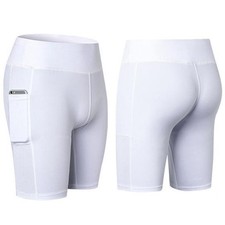 Size: X-Large,Color: White - All Seasons Yoga Shorts Stretchable With Phone Pock