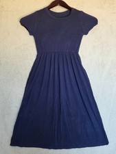 Girls Navy Blue Skater Dress Size Small S Short Sleeve Flared With Pockets