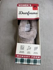 Dearfoams Memory Foam Faux Fur Slip-On Slippers Beige 7-8 Machine Washable