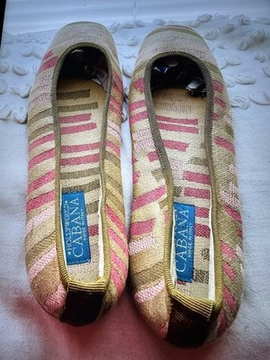 Hollywood Cabana Tan Multi Striped Flat Espadrilles Woman s Shoes Made in Italy