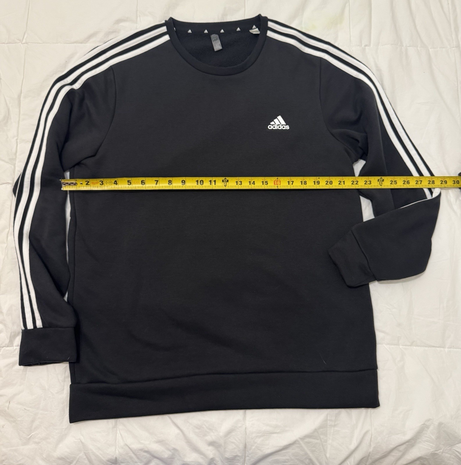 Adidas Sweatshirt Mens Large Black Primegreen 3 Stripes Crewneck Fleece Pullover