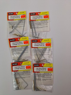 Lot of 6: Du-Bro # 231, 1/2A Strip Aileron Linkage Hook-Up, New Old Stock RC