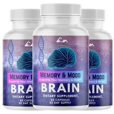 Memory & Mood Capsules Supports Brain Health & Function Supplement - 3 Bottles