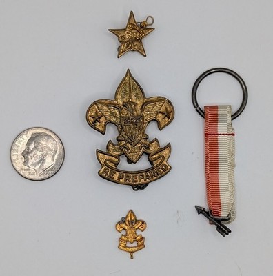 Vintage B.S. Of A. Boy Scouts Be Prepared Badge, Order Of The Arrow & Pins