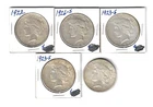 Lot of 5 (Five) US Peace Dollars-90% Silver-Nice Collector Coins