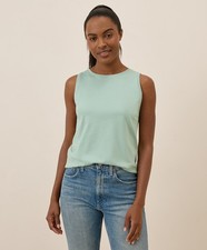 Pact Women's Softspun High Neck Tank Medium Agave Green Top