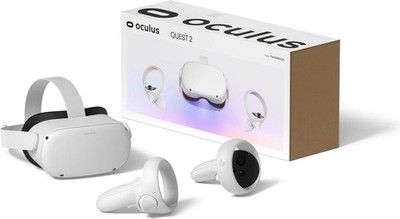 Oculus Quest 2 VR Headset with Touch Controllers, White, case and elite strap