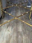 Mid Century Faux Bamboo Hollywood Regency Brass Square Side Tables (18" tall) — photo 4