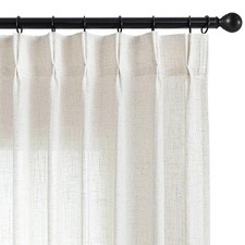 Joydeco Pinch Pleated Linen Curtains 102 Inch Long 2 Panel Set for Living Roo...
