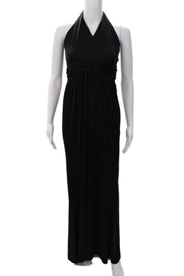 Halston Women's Asymmertrical One Shoulder Sleeveless Maxi Gown Black Size 2
