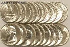 (20) 1950 WASHINGTON QUARTERS “BLAZING WHITE GEMS” BU UNCIRCULATED 90% SIL.