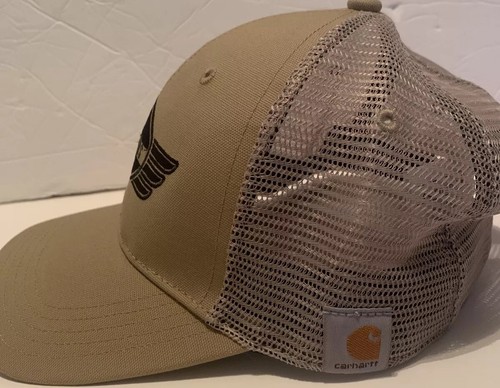 Carhartt Company Gear Snapback Hat Cap Mesh Trucker Beige Tan Brown - Picture 3 of 5