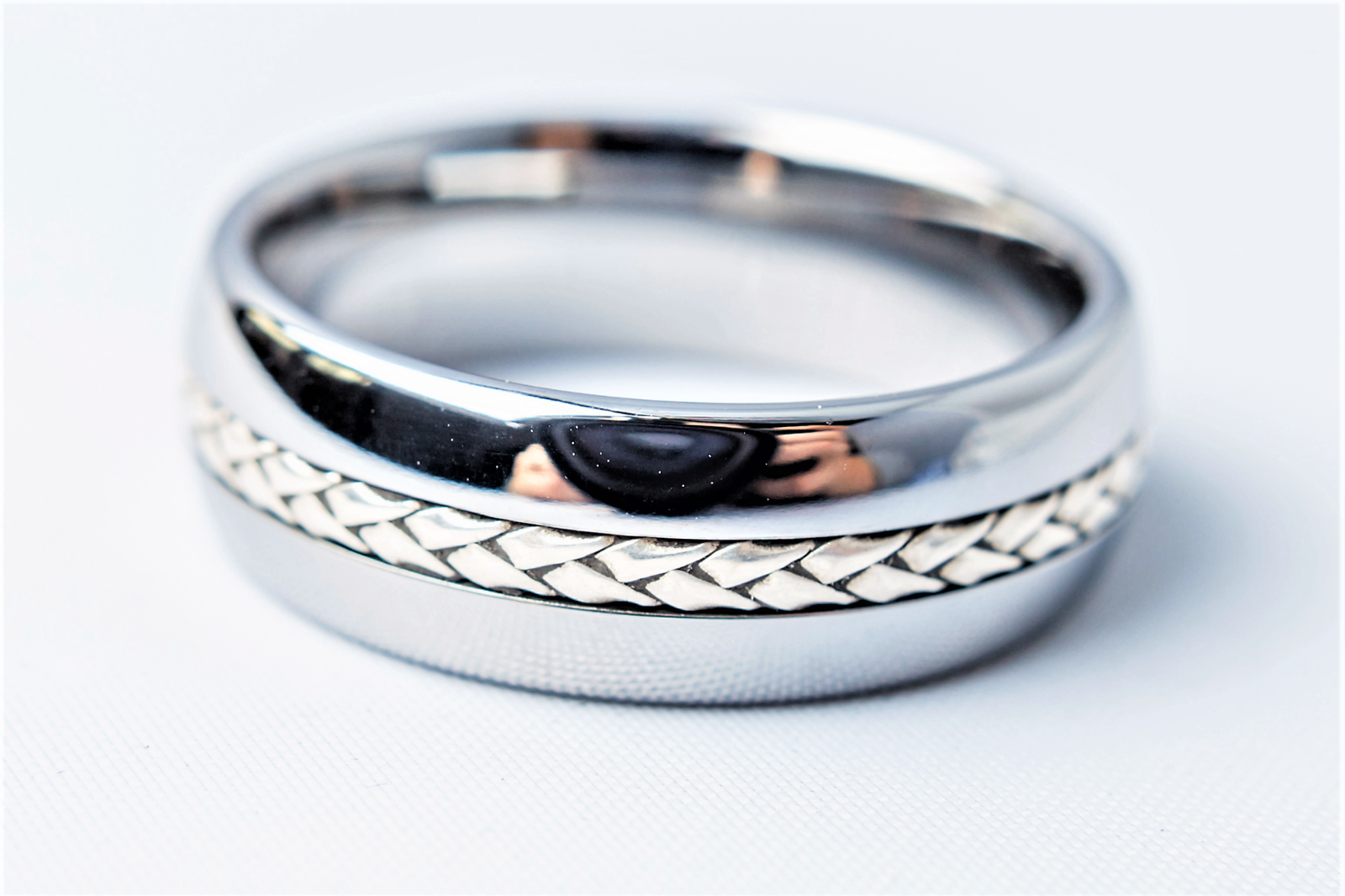 Tungsten Carbide Ring Men's Wedding Band Silver Inlay Jewellery Gift