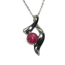 8mm Lab Created Pink Star Ruby Ribbon Flourish Necklace