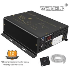 Power Inverter 1500W Pure Sine Wave 24V DC to 120V AC Remote Switch Car Truck