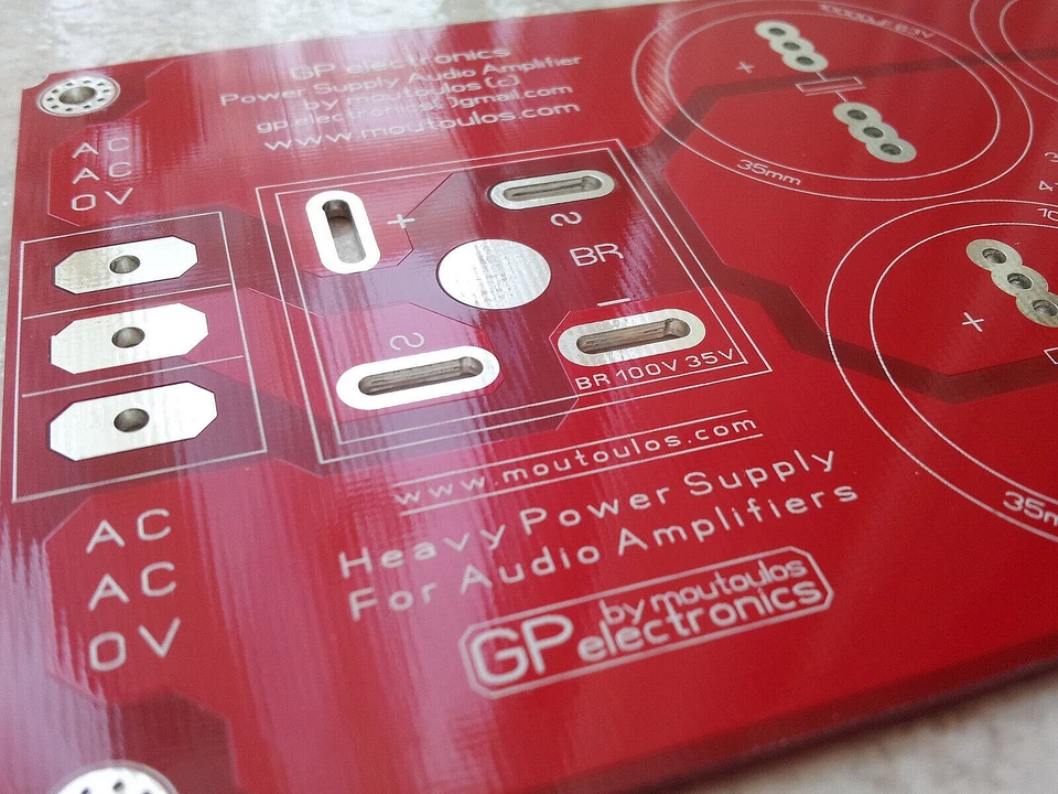Power Supply Symmetrical PCB For Audio AMP (PS6CF-RED) by moutoulos ™ - Image 2 of 4