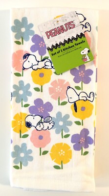 Snoopy Peanuts / Set 2 Geschirrtücher Handtuch Kitchen Towel Set Blumen NEU USA