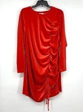Juicy Couture Dress Womens Plus Size 2X Red Velour Ruched Long Sleeve Bodycon