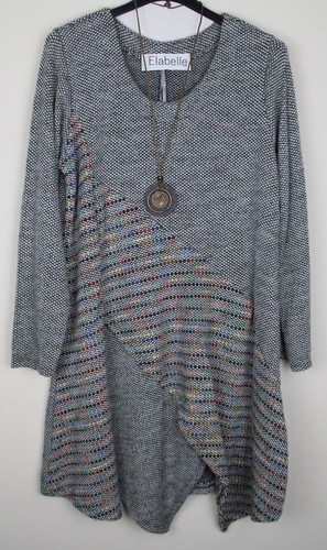 New Autumn Ladies Italian Soft Knitted Long Jumper Dress Top with Necklace - Picture 3 of 9