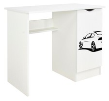 Scrivania Roma bianca con mobile per bambini - motivo Auto Sportiva 239S